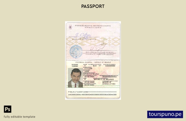Listo para imprimir la plantilla de pasaporte de Bielorrusia ()